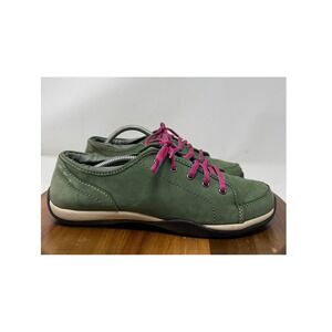 LL Bean Womens‎ Olive Green Leather Casual Sneakers Shoes Size 7 Medium